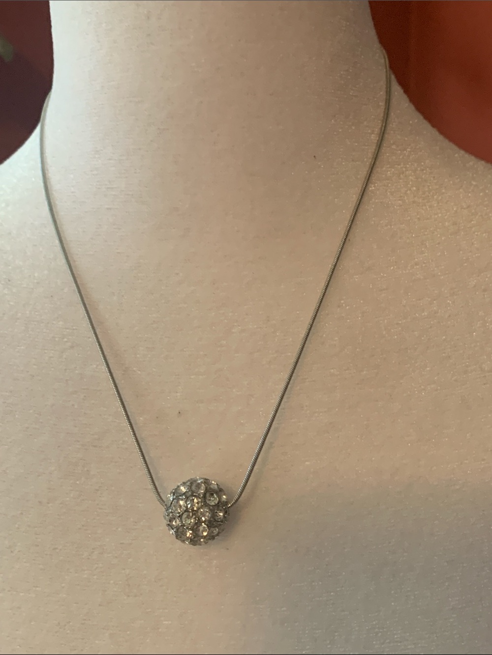 Lane Bryant Silver Crystal Pave Sphere Pendant Necklace